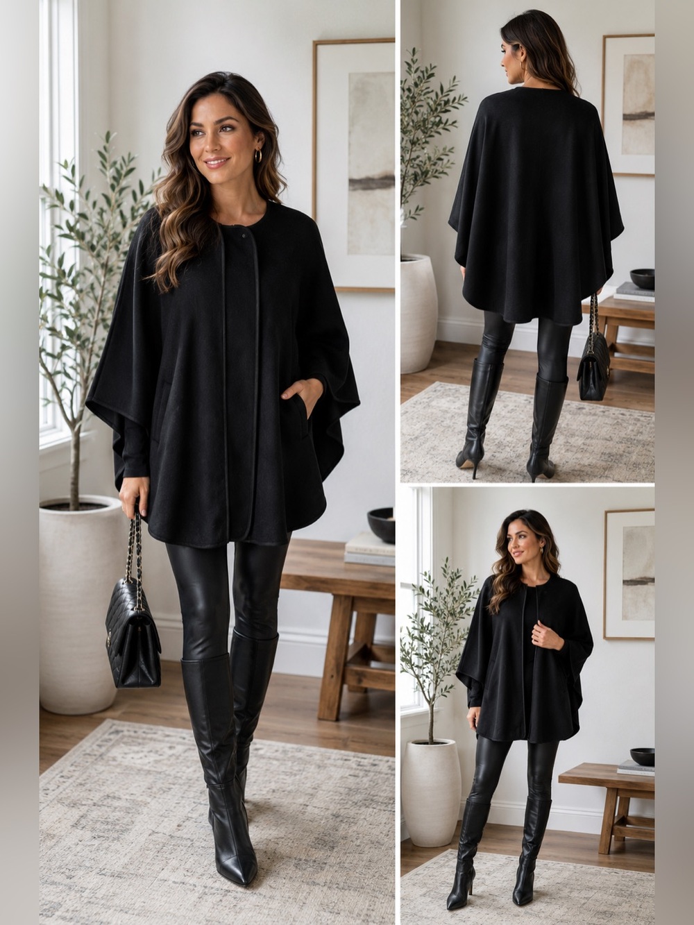 Hôtel Particulier Black Wool/Alpaca Cape Coat Size Small